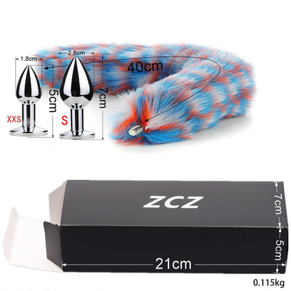 Beginner's Mixcolor Tail Anal Plug  - S & XXS & fox tail - image 1