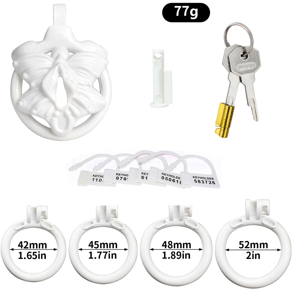 Male Chastity Cage with 4 Rings – Lightweight Resin Locking Device with 2 Keys, Invisible Wear for Long-Term Use - A - White - image 10