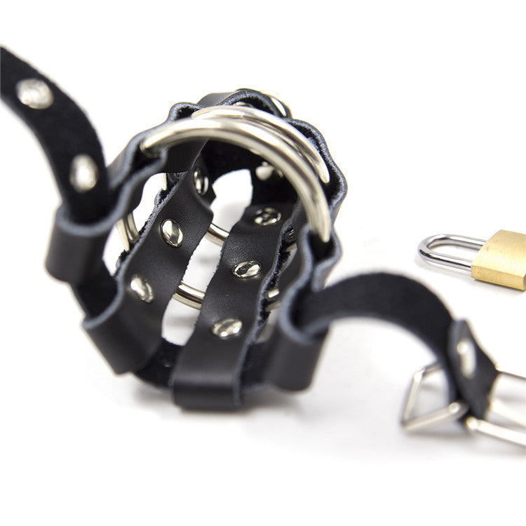 Sissified Leather Buckling Chastity Cock Cage - image 2