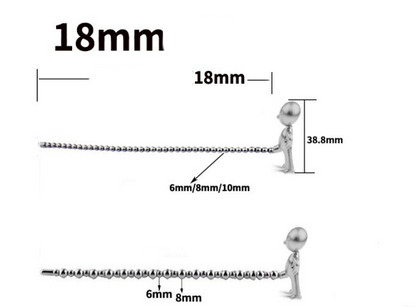 le Petit Julien Style Beaded Urethral Sounding - Length: 18mm - Beads Width: 8mm+10mm - image 1