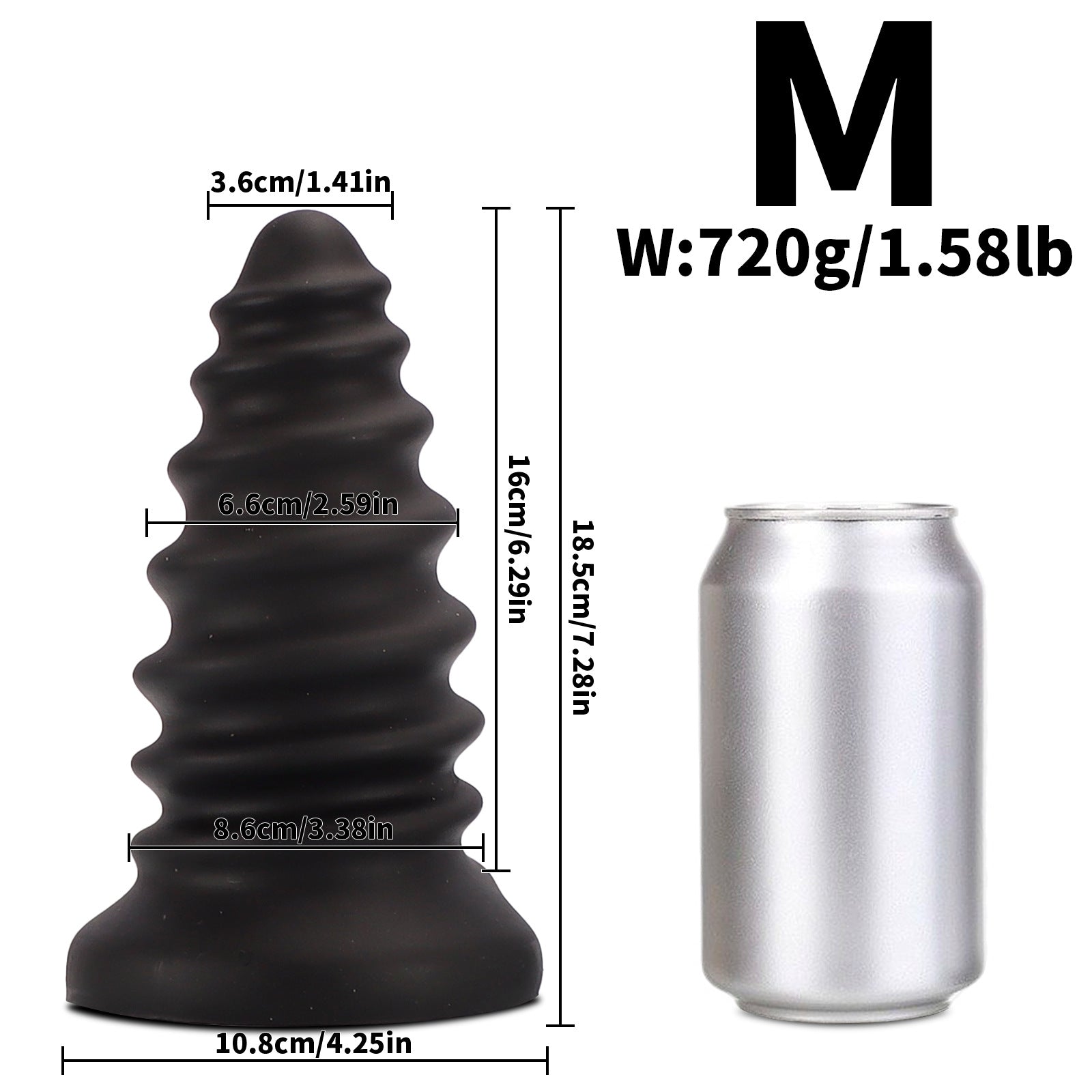 Triple-Stage Titan Mega Silicone Plug - Black - M - image 4