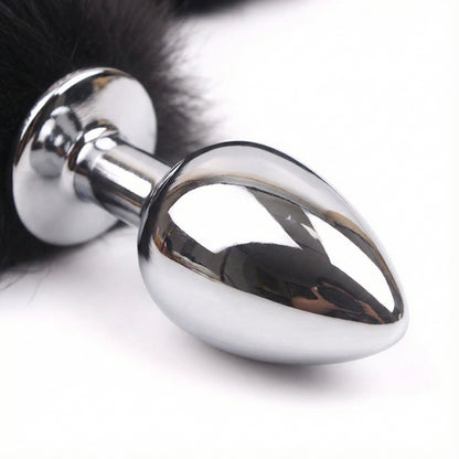 Black Fox Tail Butt Plug • 18.1 Inch Tail - image 4