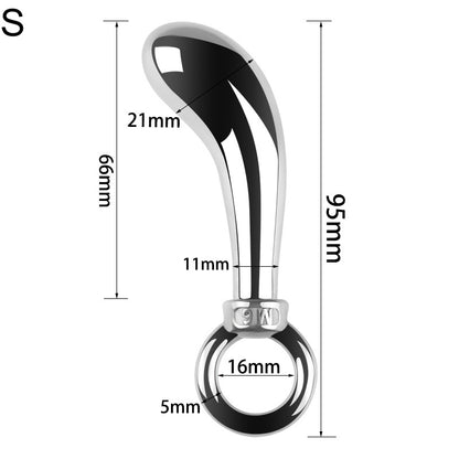3 Sizes Metal Anal Plug Set With Jeweled & Pull-ring Base - B - S - image 5