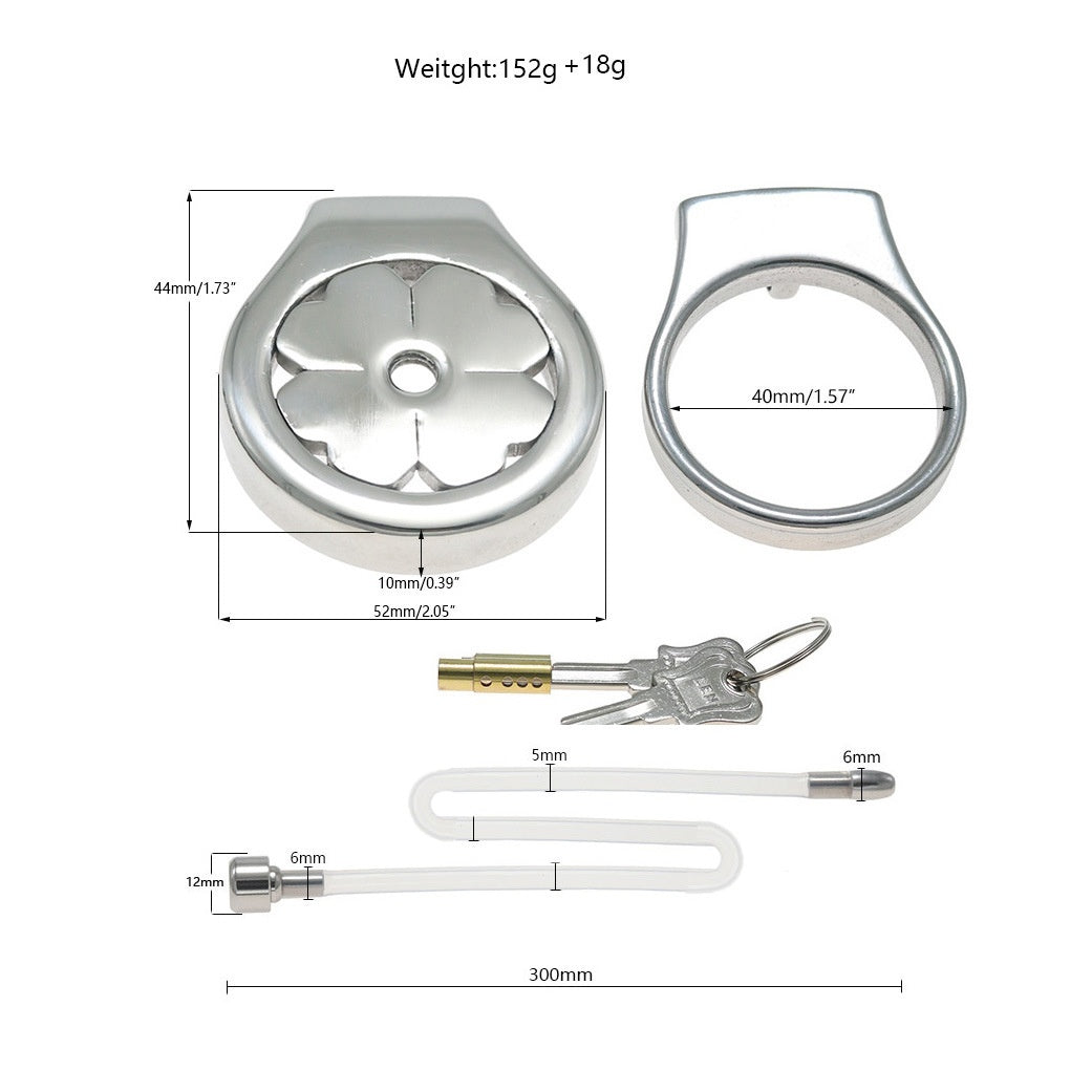 Flat Stainless Steel Chastity Cage with Long Hollow Urethral Tube - 40mm + Slim Tube - image 15