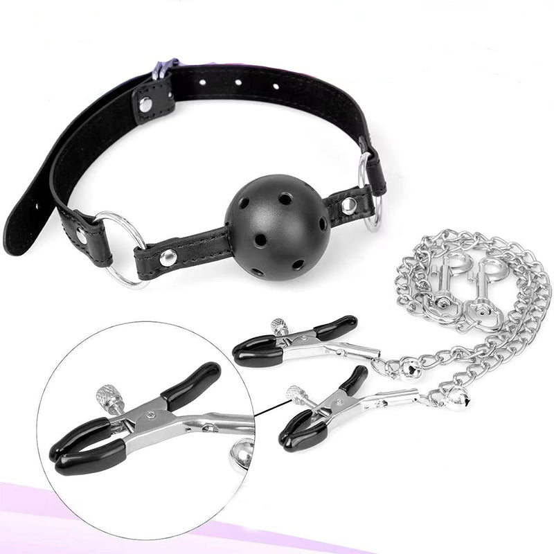 5-Piece BDSM Bondage Set – Ball Gag, Nipple Clamps & Anal Plug for Couples - image 11