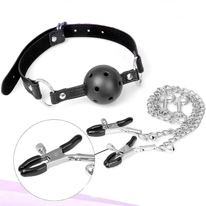5-Piece BDSM Bondage Set – Ball Gag, Nipple Clamps & Anal Plug for Couples - image 11