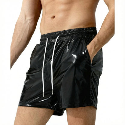 Mens Sexy Shorts Metallic Shiny Short Pants - Black - XXL - image 4