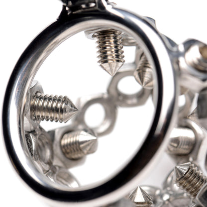 Chained Sissy Metal Welded Circles Chastity Cage - image 4