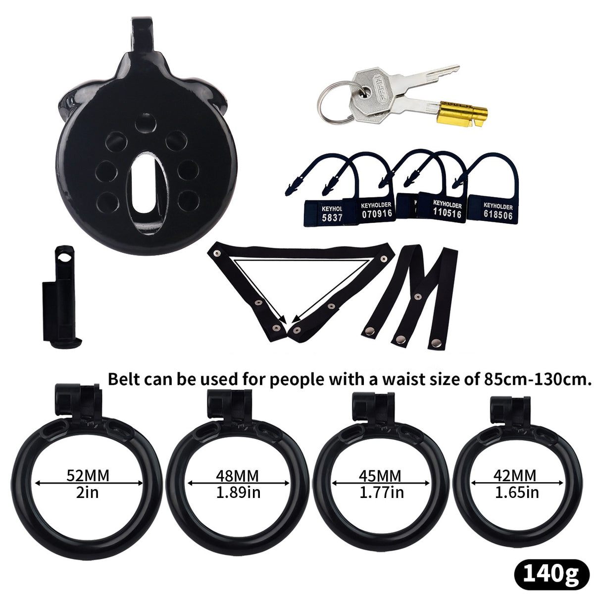Breathable Chastity Cage - B - Black With Belt - image 9