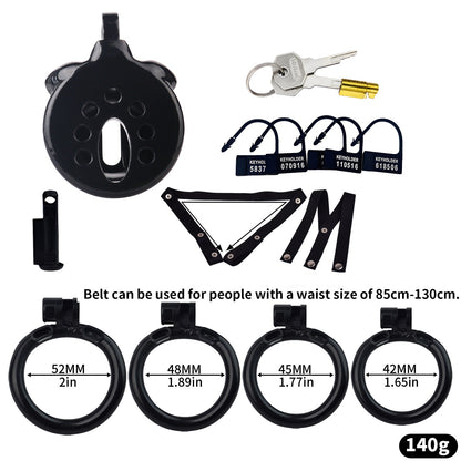 Breathable Chastity Cage - B - Black With Belt - image 9