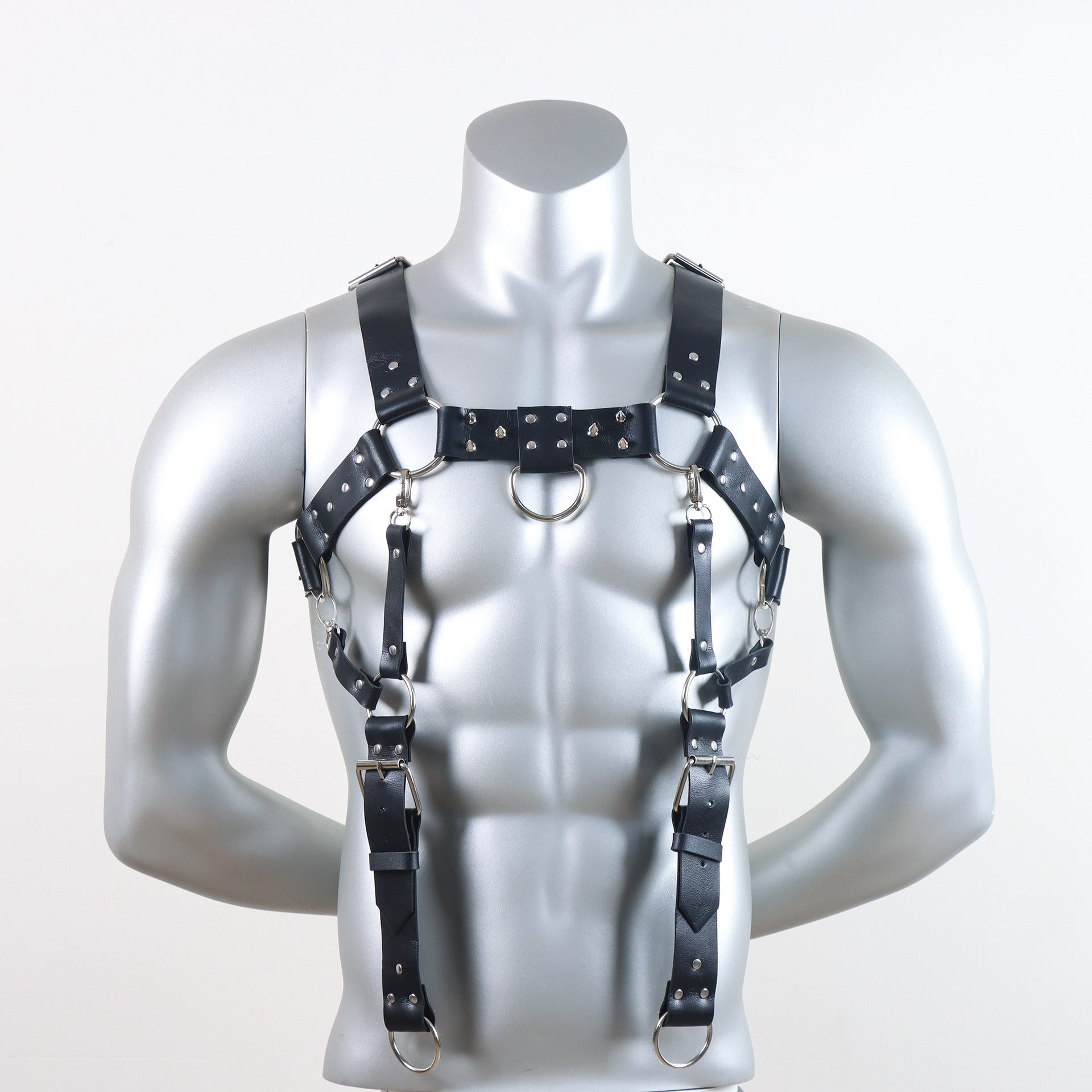 Men's Leather Body Harness Set with Suspenders & Leash – Adjustable BDSM Chest Harness for Roleplay & Fashion Statem - image 3