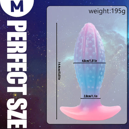 Glowing Oval Beads Anal Plug - Pink & Blue - M - image 4