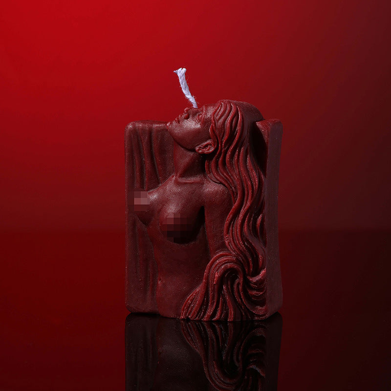 Female Form Sensual Soy Wax Low-temperature Candle - Red - image 3