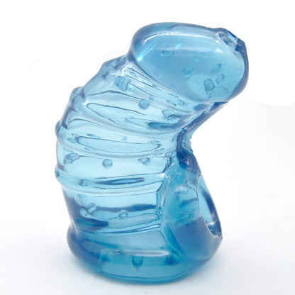Beaded Silicone Sleeve Male Chastity Device - Blue - image 4