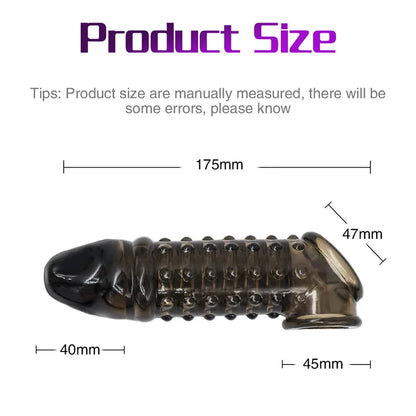 Penis Sleeve Reusable Condom Extender Penises With Particles - image 3