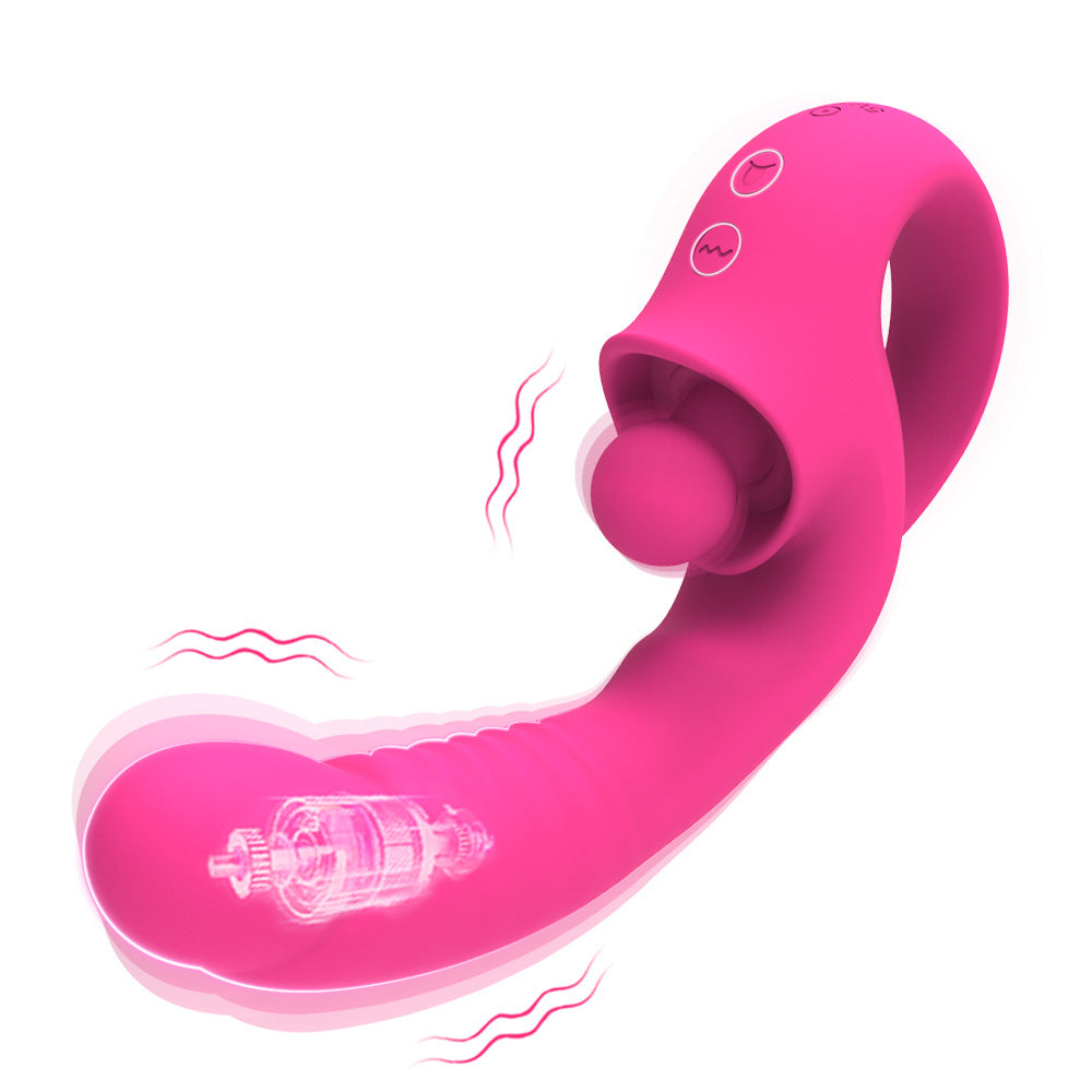 Clitoral G Spot Vibrator 2 in 1 Dildo Vibrator 10 Vibration Modes - Pink - image 0