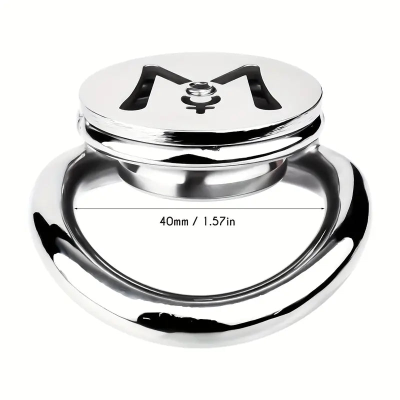M-shaped Flat Stainless Steel Negative Inverted Chastity Penis Lock Cage - 40mm - image 6