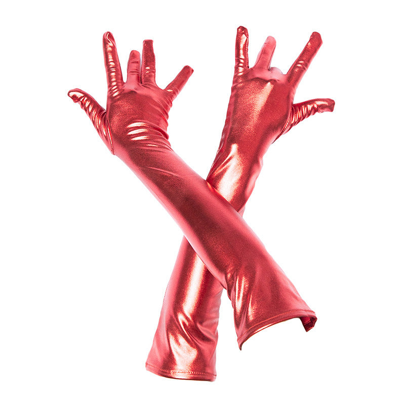 Patent Leather Coated Gloves SM Costume - Red - image 4