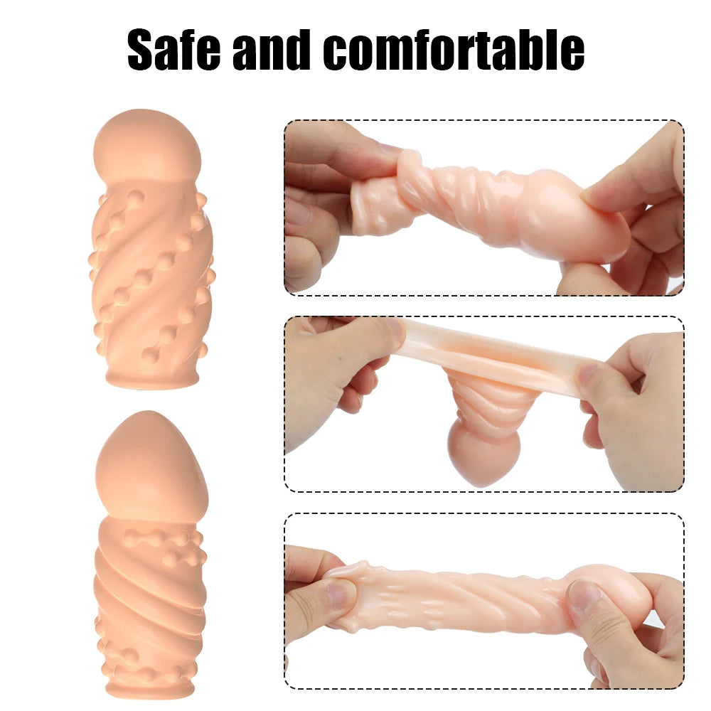 Condoms Dick Sleeve Delay Ejaculation 2PCS Glans Cover Reusable Cock Ring - image 1