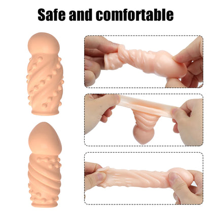 Condoms Dick Sleeve Delay Ejaculation 2PCS Glans Cover Reusable Cock Ring - image 1