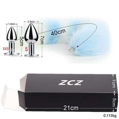 Beginner's Skyblue Tail Anal Plug  - S & XXS & fox tail - image 1