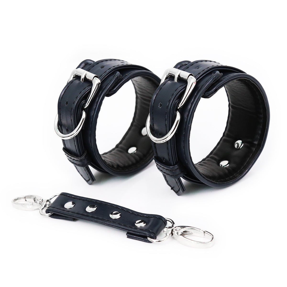 Bdsm Leather Handcuffs And Leg Cuffs with Doggy Style Harness - image 2