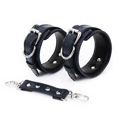 Bdsm Leather Handcuffs And Leg Cuffs with Doggy Style Harness - image 2