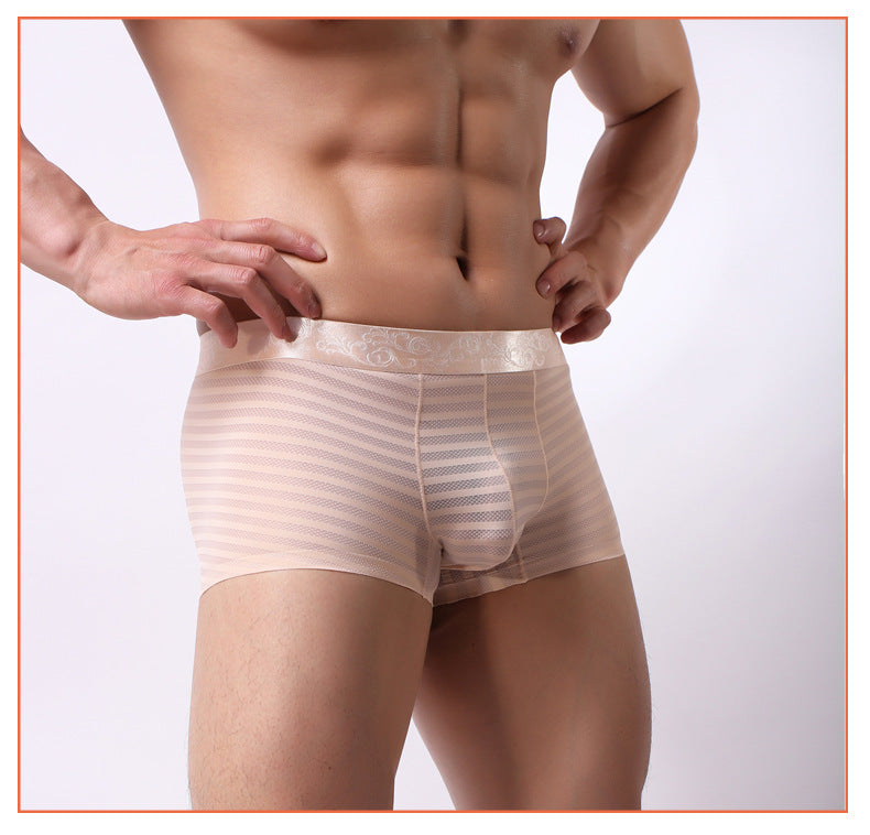 Stripe Mesh Boxer Shorts Black - Beige - XXL - image 6