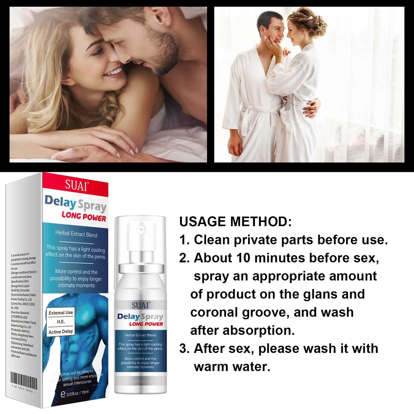Delay Spray External Use Anti Premature Ejaculation Prolong 60 Minutes Lasting Sex - image 1