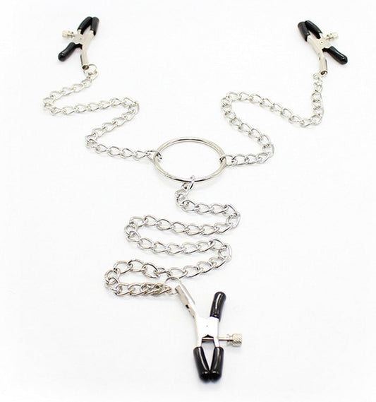 Metal Chain Nipple Clamps 3-Point Clips  - image 0