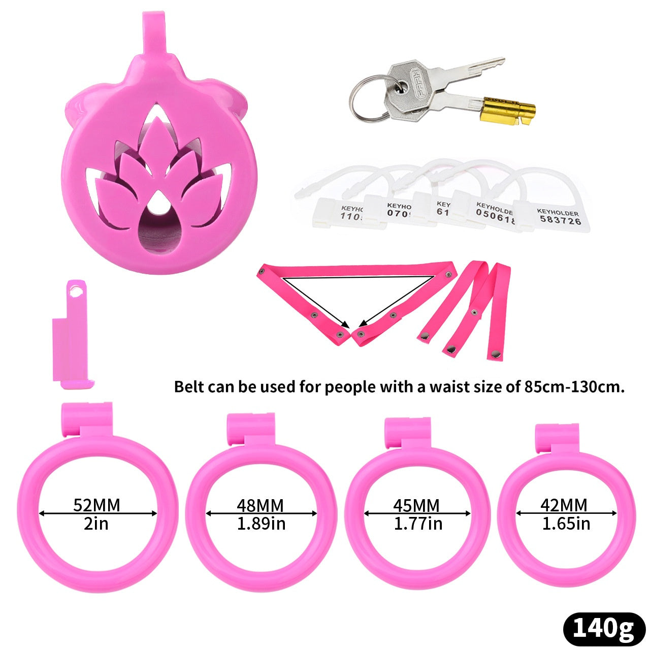 Breathable Chastity Cage - A - Pink With Belt - image 4