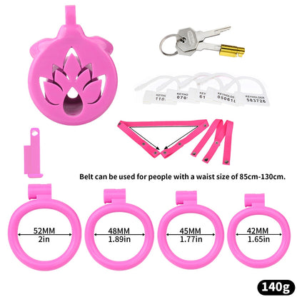 Breathable Chastity Cage - A - Pink With Belt - image 4