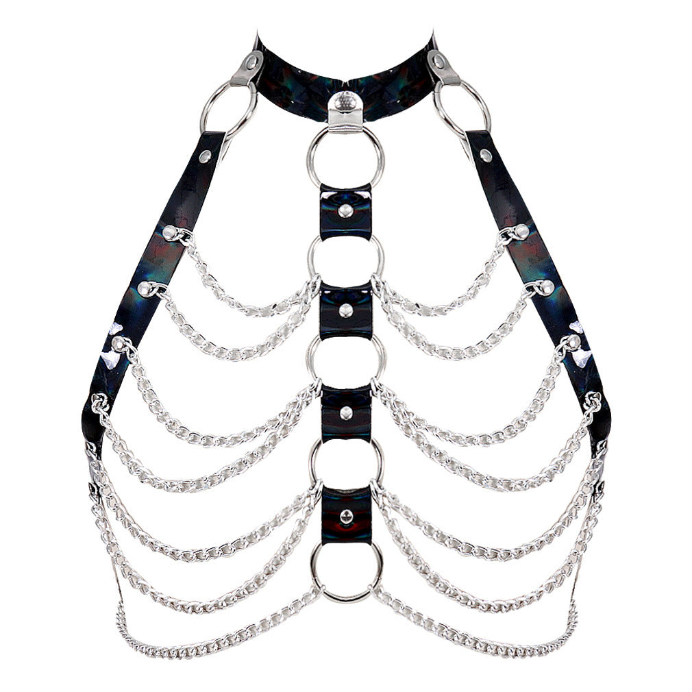 Laser-Cut Body Chain Harness - Black - image 1