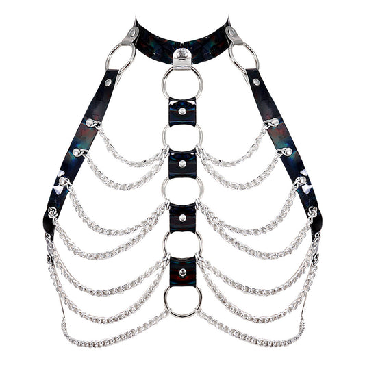 Laser-Cut Body Chain Harness - Black - image 1