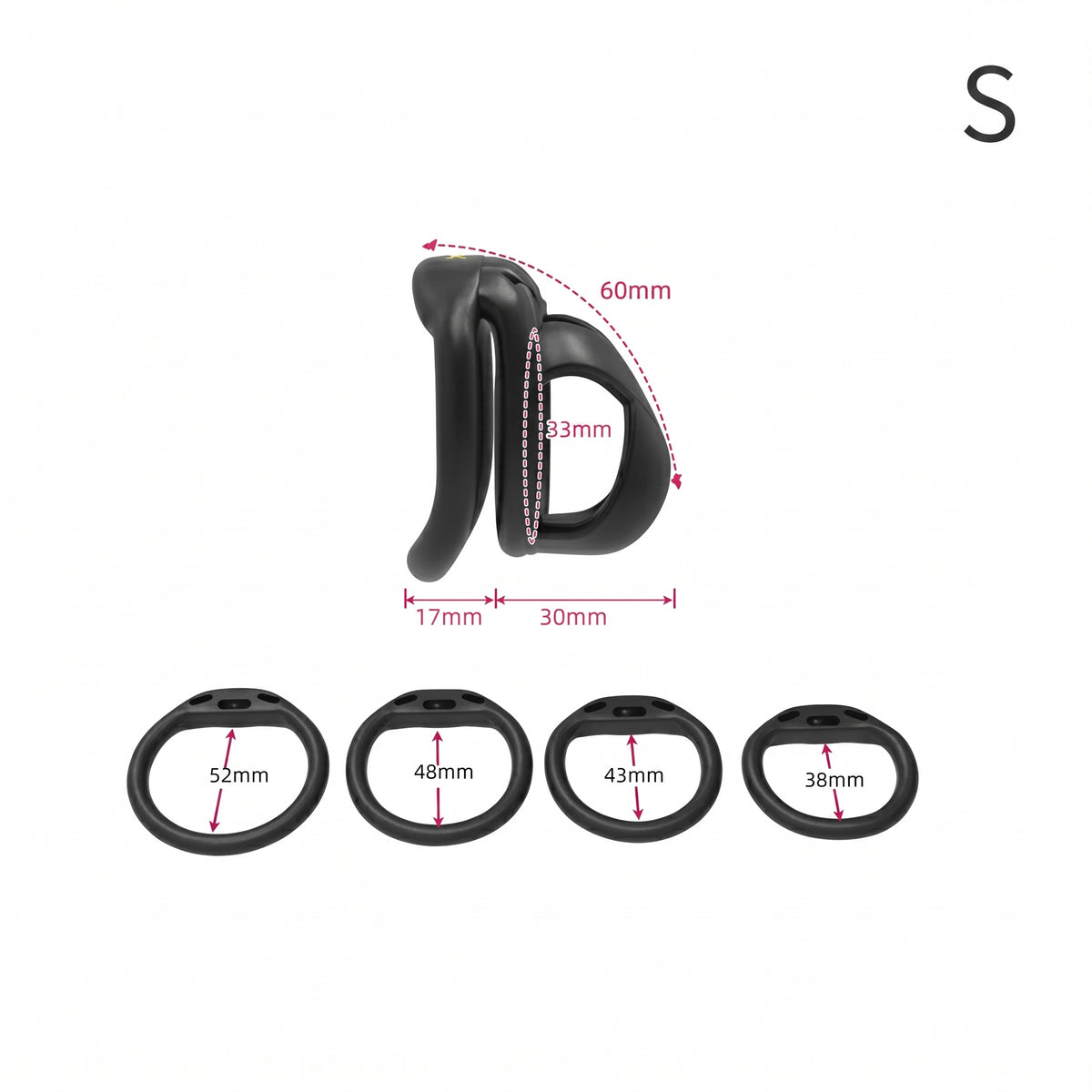 StealthCore Male Chastity Cage - Black S Flat Ring - image 7