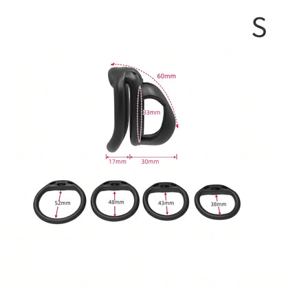 StealthCore Male Chastity Cage - Black S Flat Ring - image 7