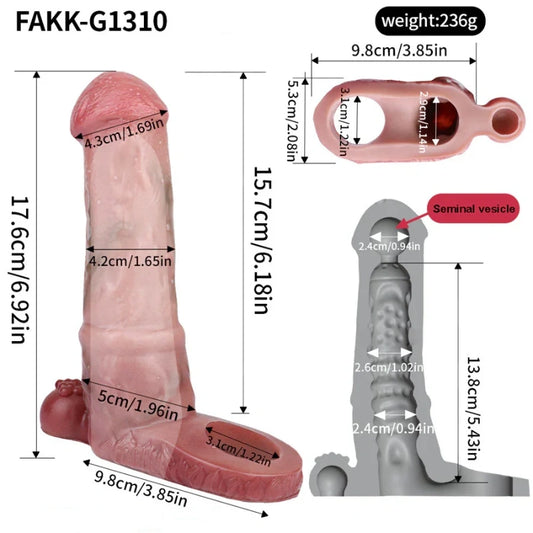 Realistic Penis Sleeve Extender With Secure Scrotum Ring - image 0