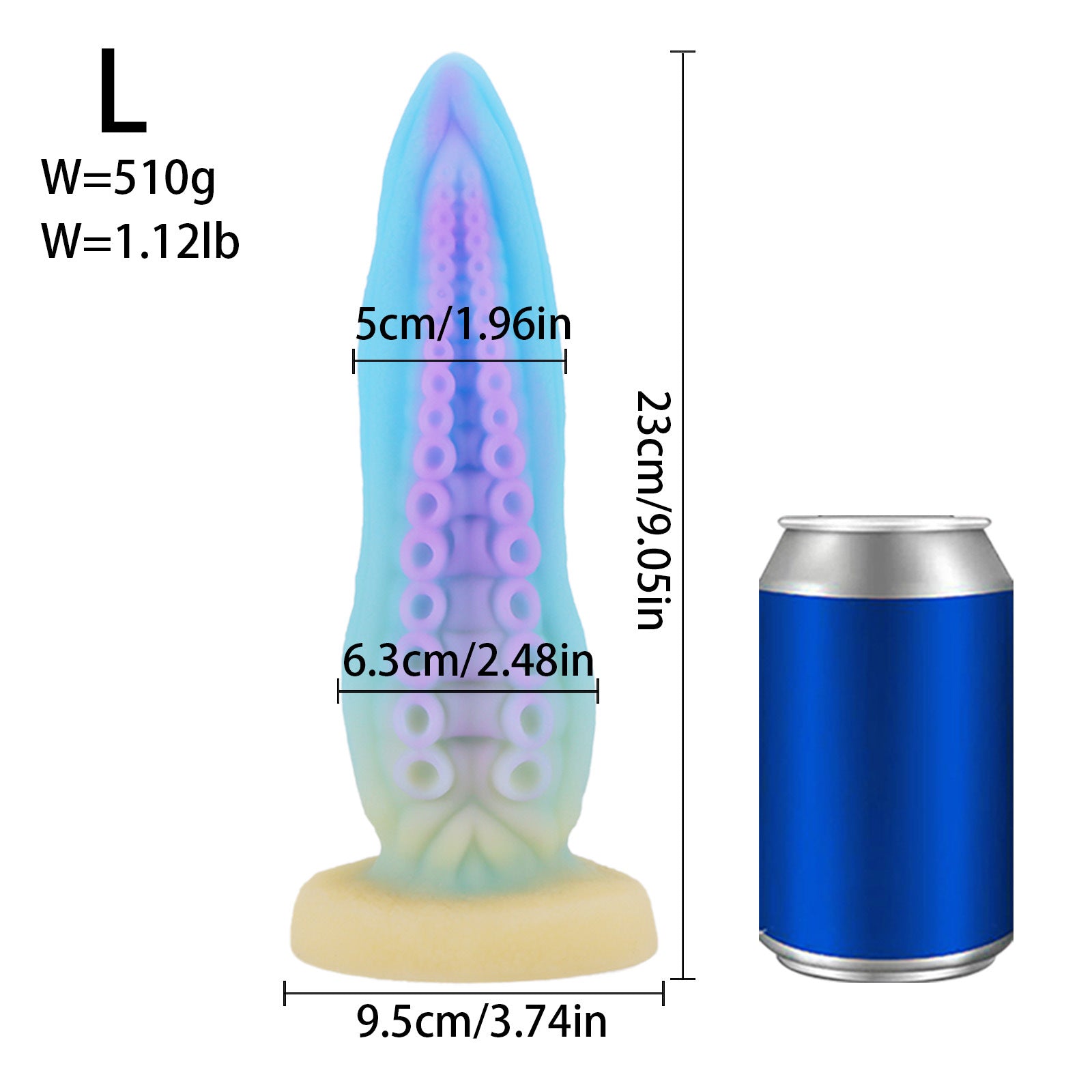 Octopus Tentacle Silicone Dildo - Blue & Purple L - image 10