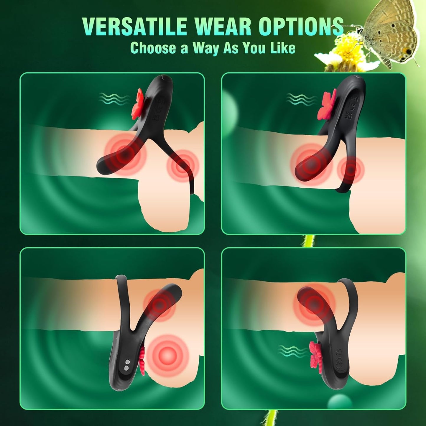 Butterfly 3-in-1 Vibrating Cock Ring Stimulator - image 4