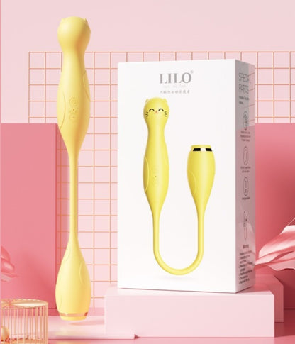 Double Heads Clitoris Teasing Stimulation Vibrator - Yellow - image 3