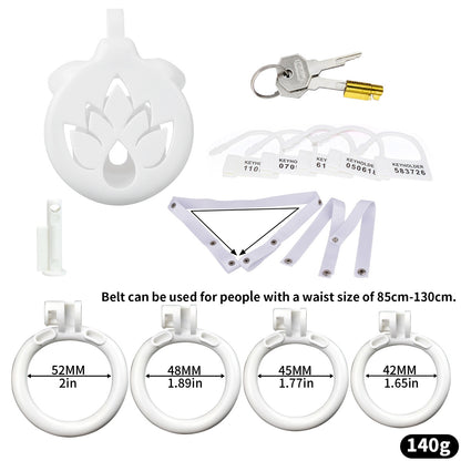 Breathable Chastity Cage - A - White With Belt - image 0
