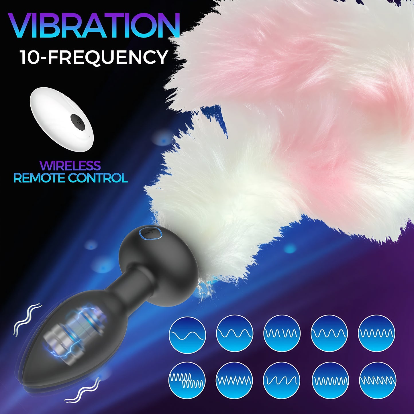 19.68" Long Slim Vibrating Fox Tail Plug With Remote Control - image 5