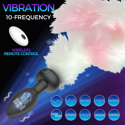 19.68" Long Slim Vibrating Fox Tail Plug With Remote Control - image 5
