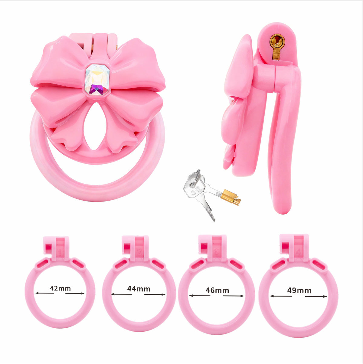 Crystal Butterfly Chastity Cage Set - Pink - image 3