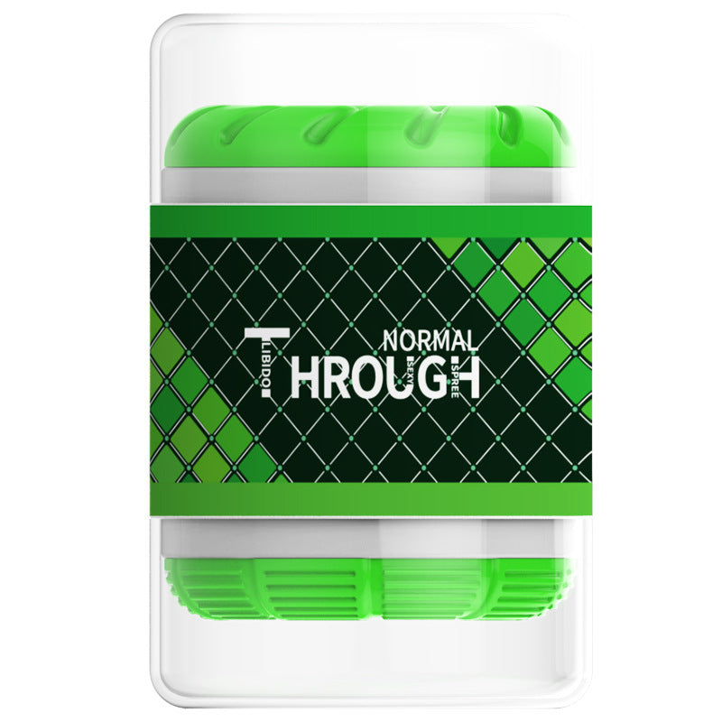 Male Penis Exercise Trainer Triple Texture Masturbation Cup Double Head - Green - image 6