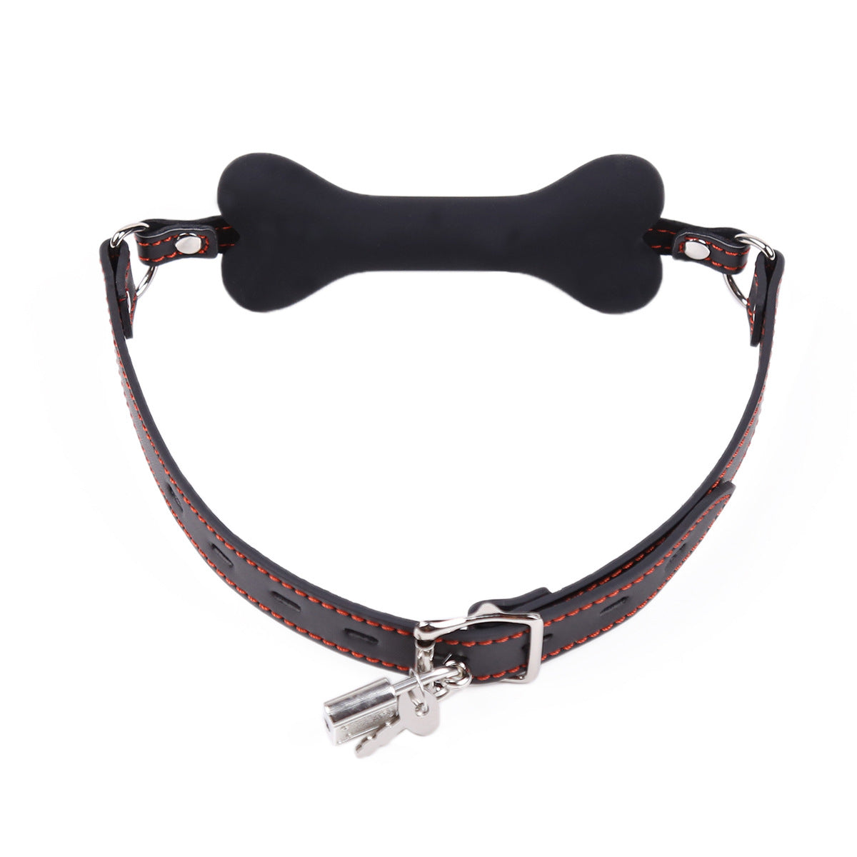 Silicone Bone SM Mouth Gag - Black - Lock - image 6