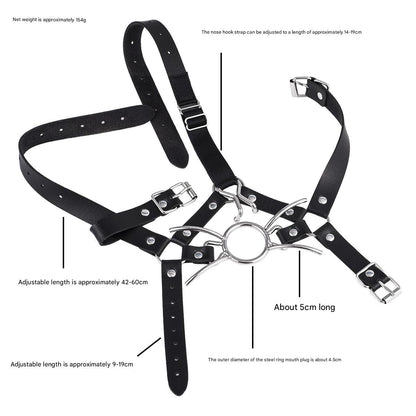 Metal Spider Ring Gag With Head Slave Harness Nose Hook Flirting Mouth Gags - image 0