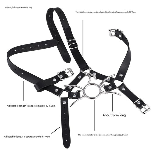 Metal Spider Ring Gag With Head Slave Harness Nose Hook Flirting Mouth Gags - image 0