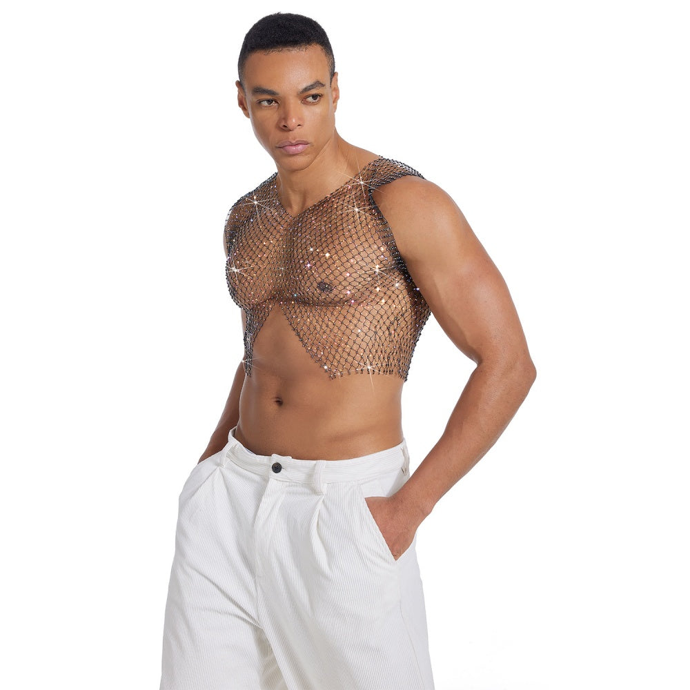Starluxe Mesh Sparkle Top – Style D - Black - XL - image 6