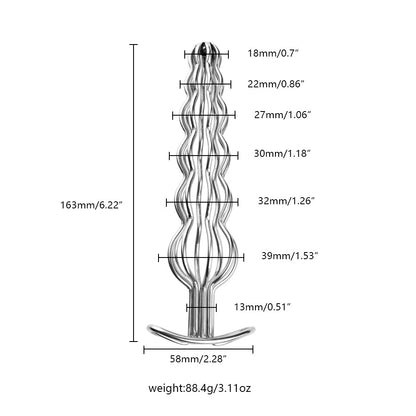 Six-ball Stainless Steel Hollow Butt Plug - Stainless Steel - image 3